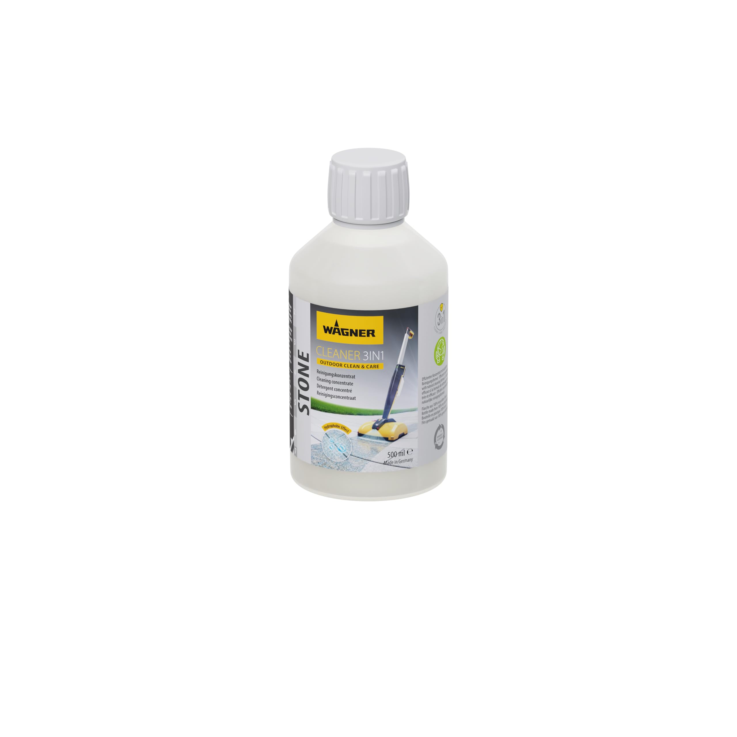 WAGNER Stone Cleaner 3 in 1, 500 ml - Concentrate for the regular cleaning of outdoor stone surfaces, White, 1 ml (Pack of 1)