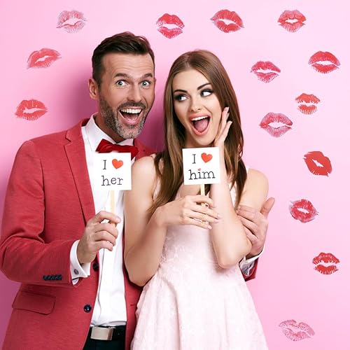 Miniatura 4 de HOMSFOU Calcomanías de pared de labios rojos: calcomanías de pared de labios rojos para el día de San Valentín, calcomanías de besos para decoración