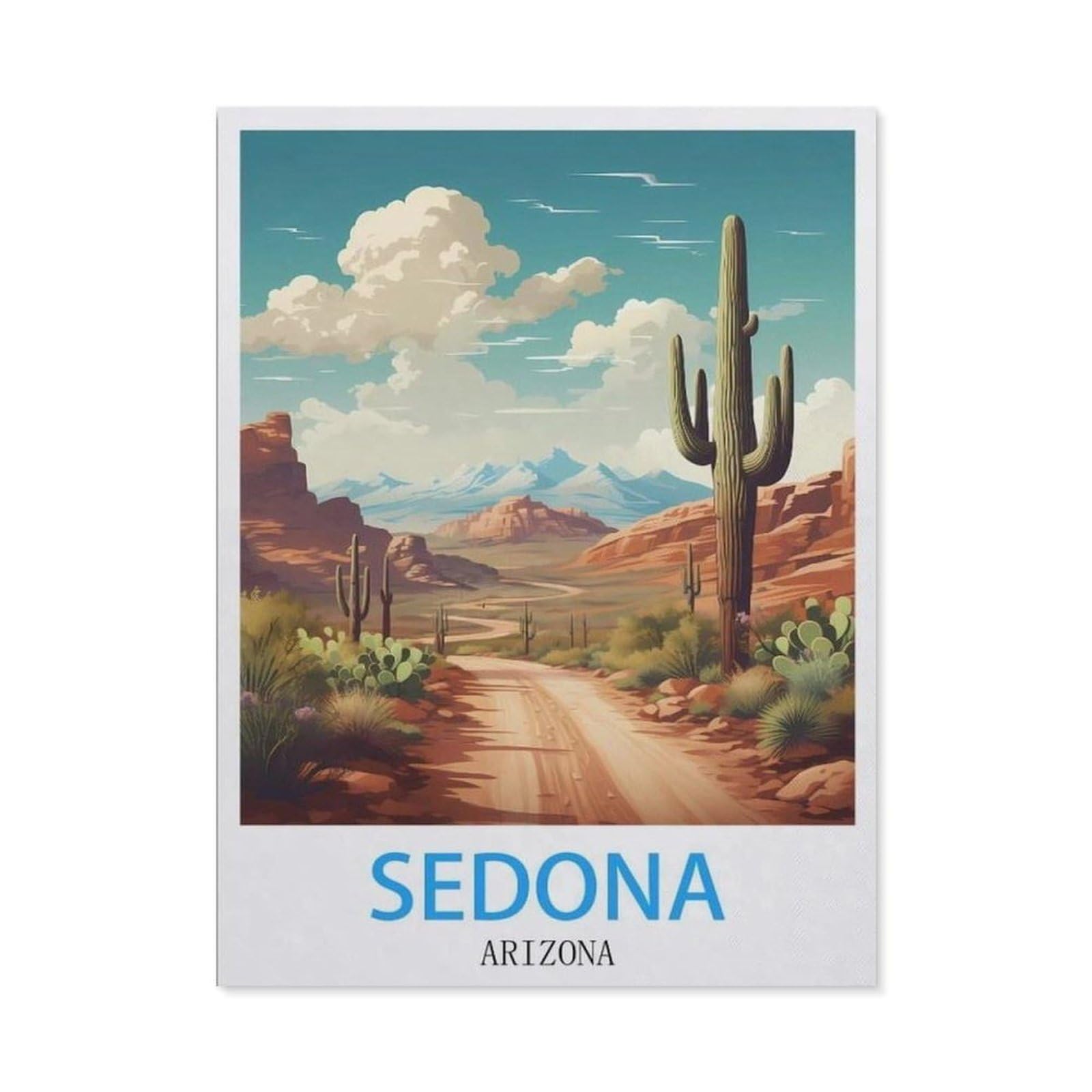 Beayodkp （30 X 40 Cm/11.81 X 15.74 Inches） 5D Diamond Painting，Sedona Arizona Vintage Travel Posters，Diamond Embroidery Cross Stitch-Cd39
