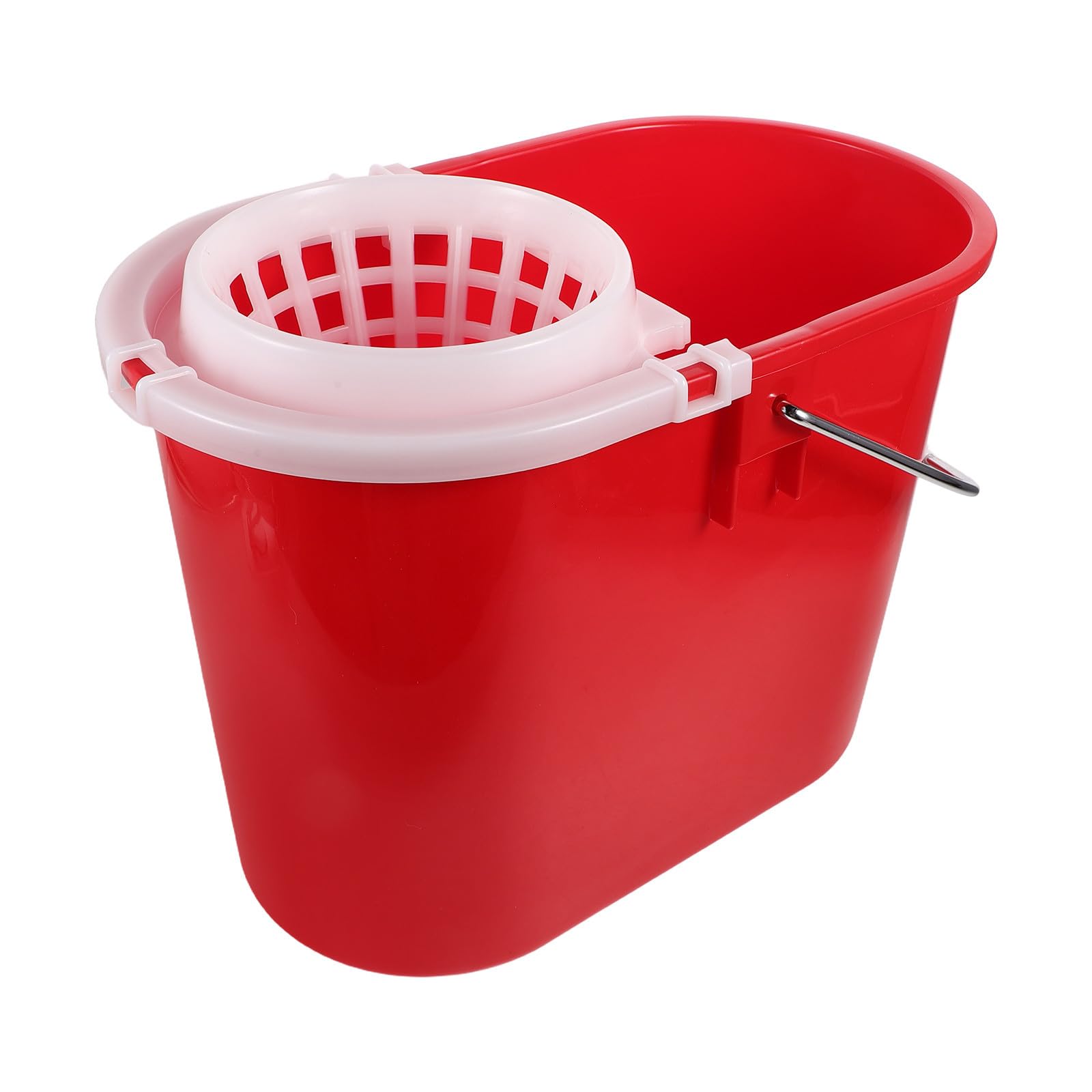 Cubo de Plástico para Fregona Rojo con Diseño Ahorrador de Trabajo y Compatibilidad Multipropósito, Accesorio Redondo para Limpieza Doméstica y Profesional
