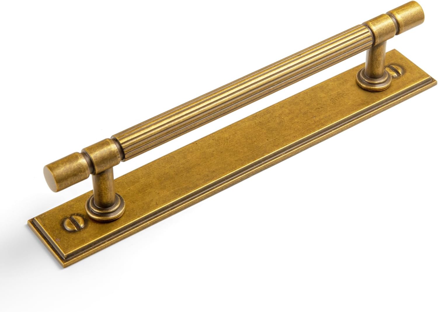 Antique Brass Zinc Alloy Cabinet Handle with Backplate - 5''(128mm) Hole Center Cabinet Pull Hardware for Bedroom, Kitchen, 2 Pack（9621-G015）