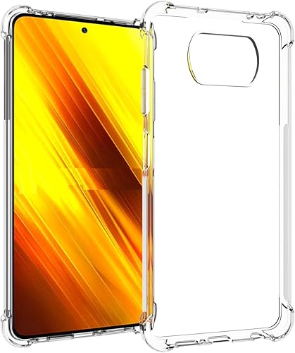 USTIYA Funda para Xiaomi Poco X3  Poco X3 ProPoco X3 NFC Transparente Protectora TPU Cuatro Esquinas Funda Transparente Suave