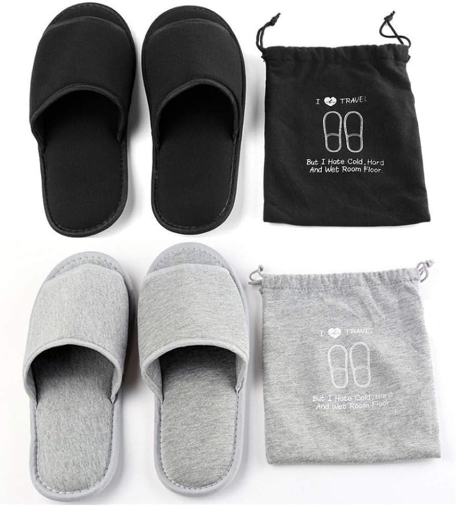 Portable Travel Slipper Spa Hotel Open Toe Sandals Non Disposable Foldable Shoes Guest Indoor House Room Business Trip Party Washable Footwear with Bags