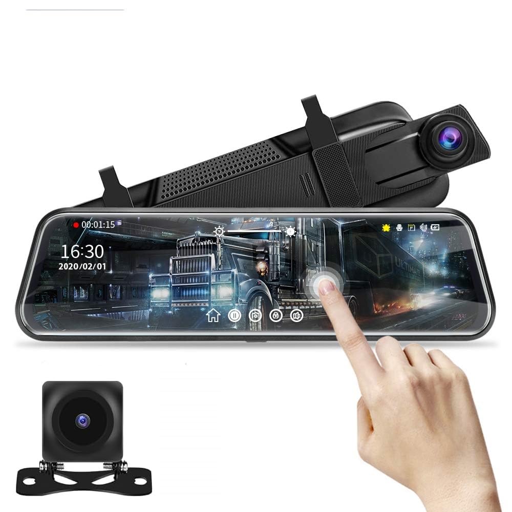 AUTO SNAP 10 Inch Touch Screen Car Dash Camera DVR with Rear View Mirror Display | Full HD Front + Rear Dual Camera | Night Vision | Loop Recording | G-Sensor | Parking Monitor-image-19