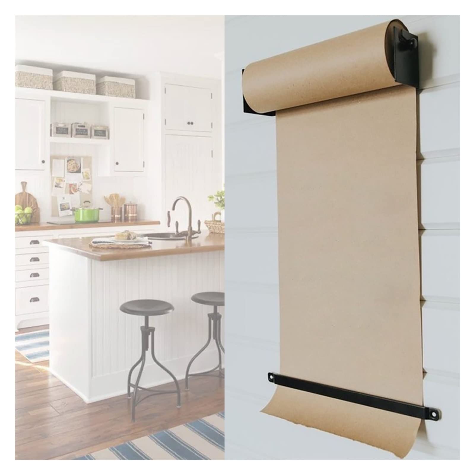 Wytrzymała gilotyna do papieru, papier rzeźniczy, Dozownik i obcinacz papieru kuchennego z 50-metrowym papierem typu kraft(67cm/26.3in Wide)