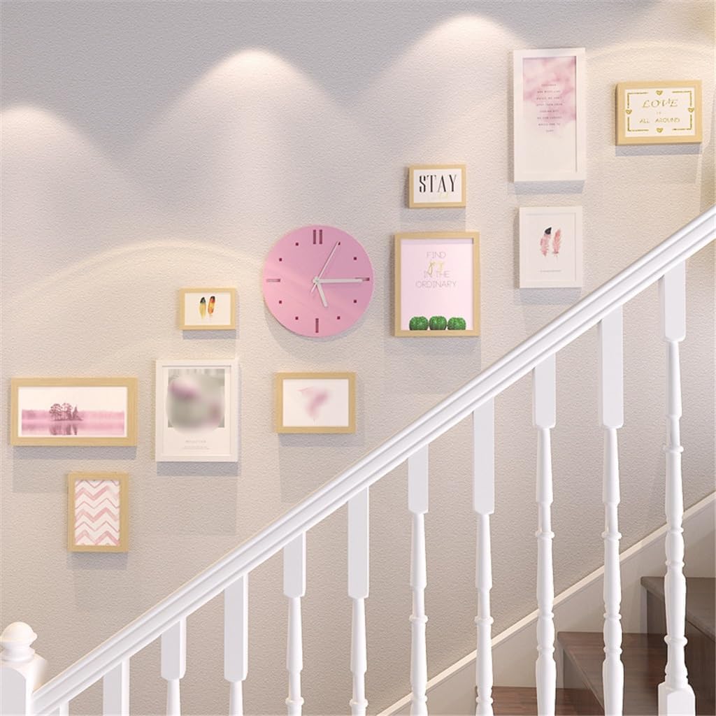 Photo Wall with Clock Living Room Sofa Background Hanging Picture Combination Wall Hanging Picture