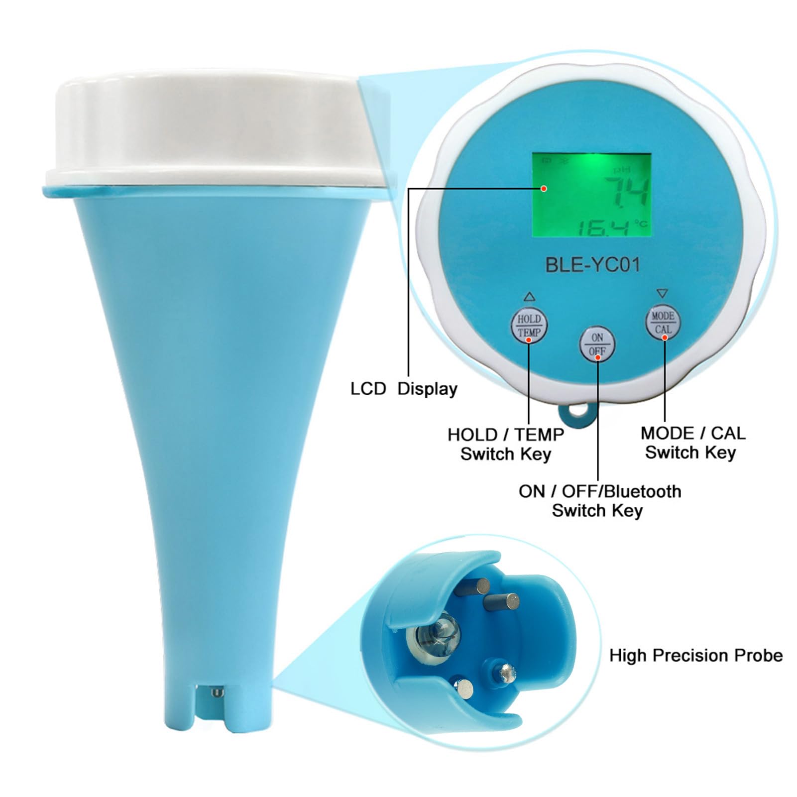 Dioche Misuratore Digitale HoWater 6 in 1 Penna Tester per Cloro Residuo PH EC TDS ORP TEMP con per Piscina, Acquario, Acqua Potabile - Strumento Accurato per Test della qualità dell'Acqua