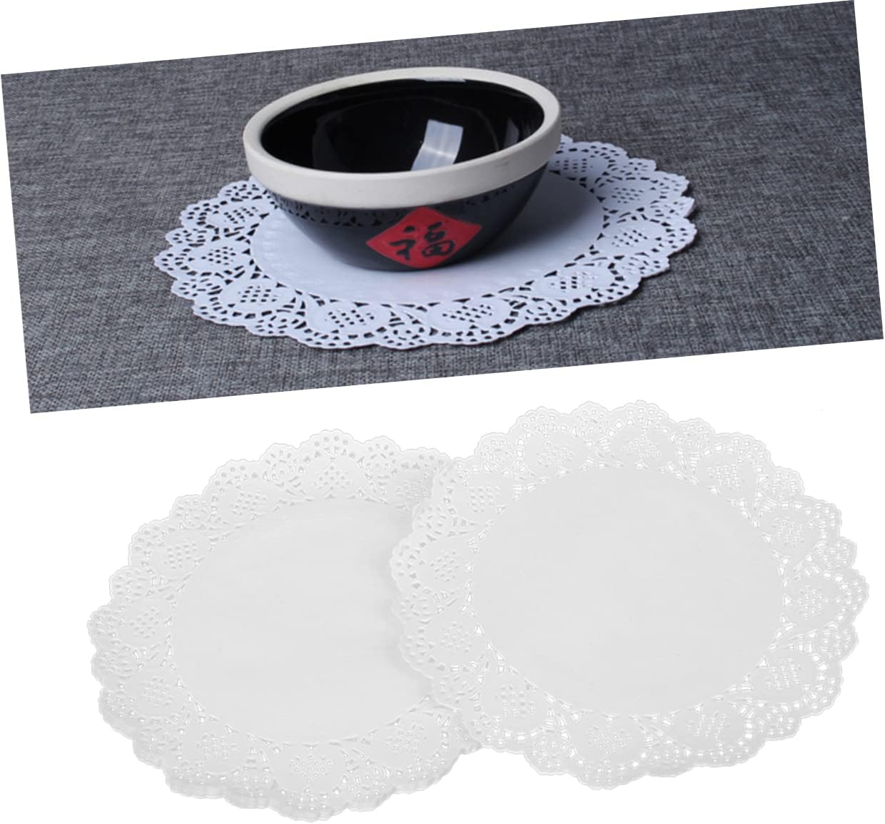 SHOWERORO 180pcs Lace Round Paper Doilies Oil Lace Wedding Tableware Paper Doilies for Table Cake Packaging Pads