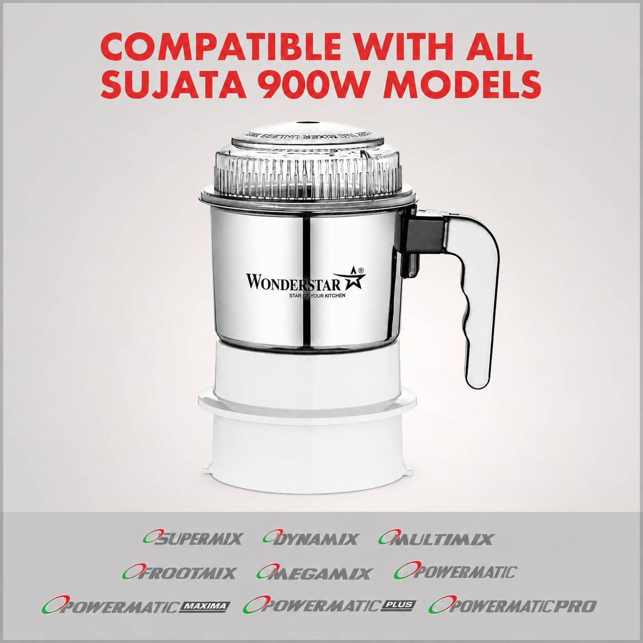 WONDER STAR Chutney Jar 400 ml | Compatible for all Sujatha Mixer Grinder | | Aluminium Alloy White Base | SS 304 Double Blade | 6-Fin Rubber Coupler | Replacement Jar — Amazon image 4