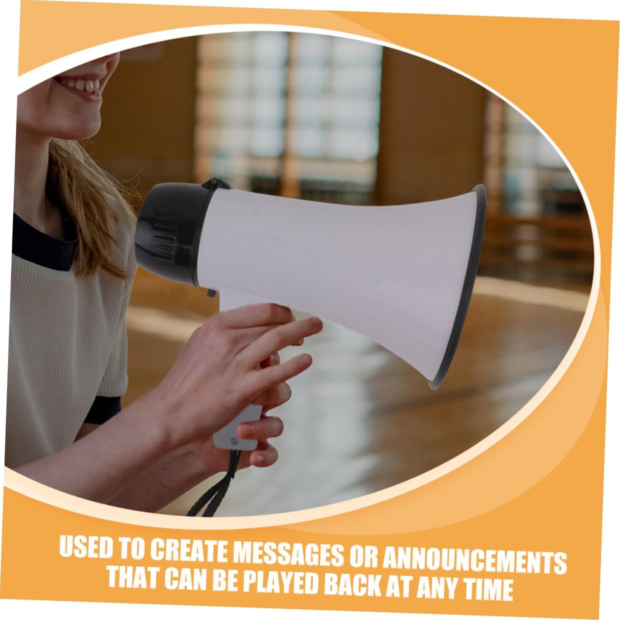 VICASKY Portable Lightweight Megaphone Loudspeaker with Recording Function for Sports Events and Rallies Powerful Volume Handheld Cheer Megaphone for Outdoor Use Practical White Bullhorn