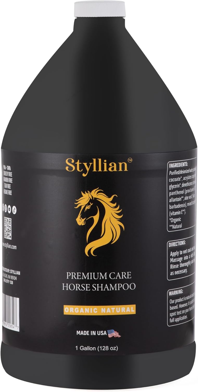 Premium Care Horse Shampoo, Organic Natural Formula, Made in USA (128 oz)