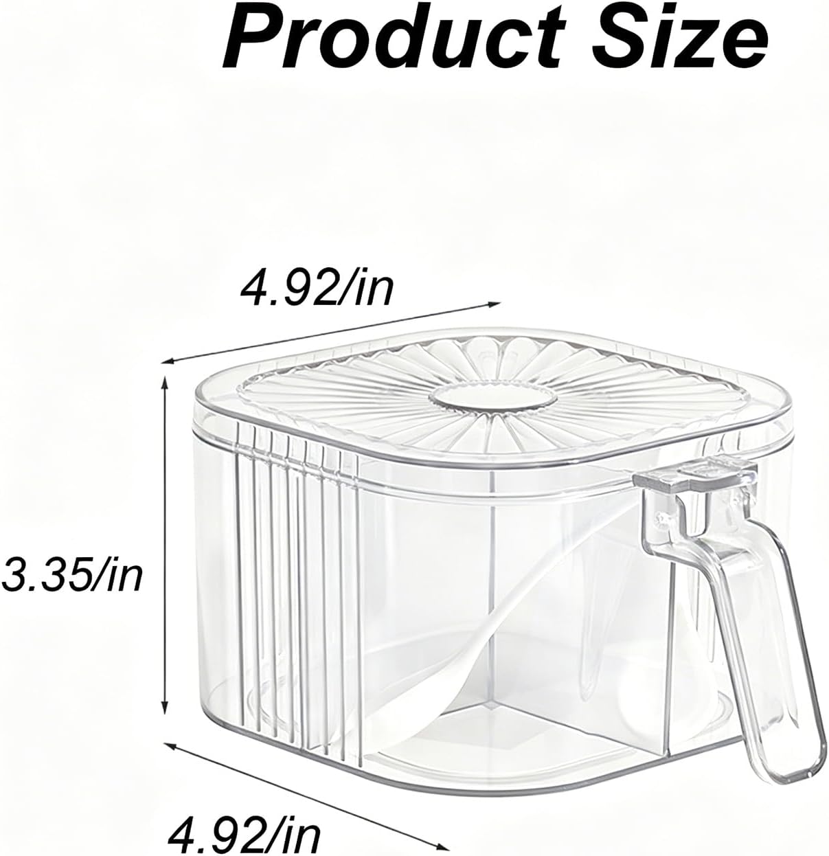 Clear Plastic Seasoning Rack Spice Pots with Lids and Spoon, 4 Piece Condiment Jars Storage Container Set, White image 2