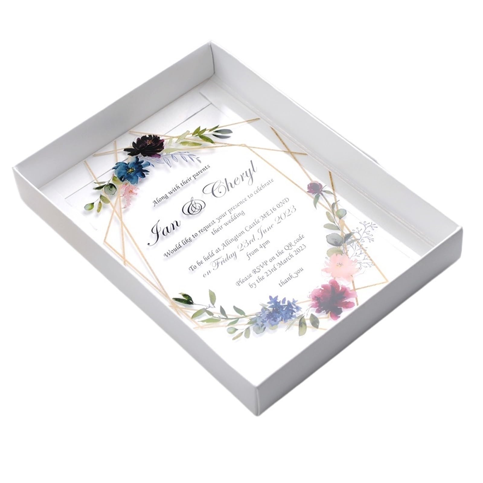 Hochzeitskarte Transparente Karten mit bedruckter Box, Hochzeitseinladung, 10 Stück