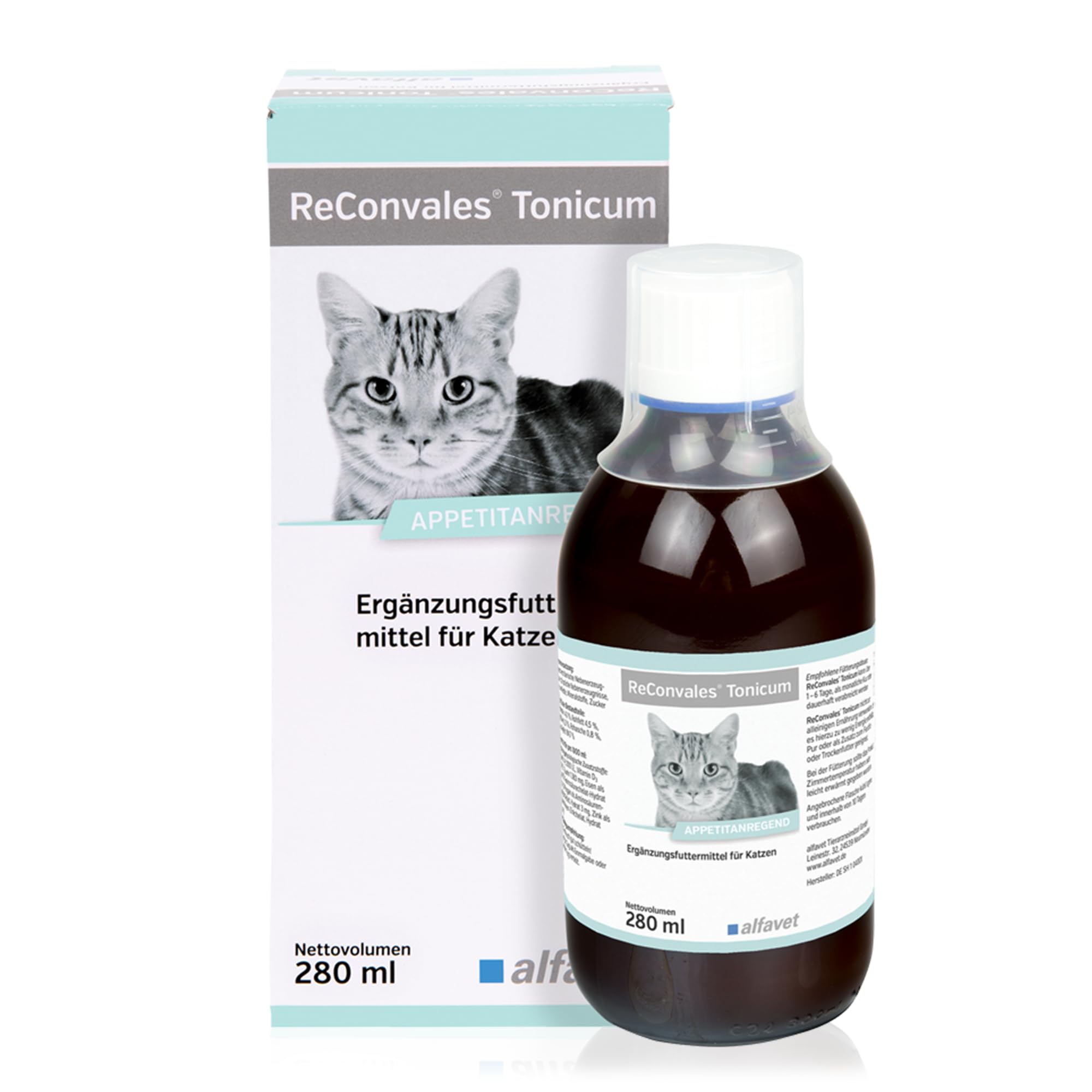 Alfavet ReConvales Tonicum Gato - 280 ml - pienso complementario Estimulante del apetito - para Gatos convalecientes y con bajo Peso