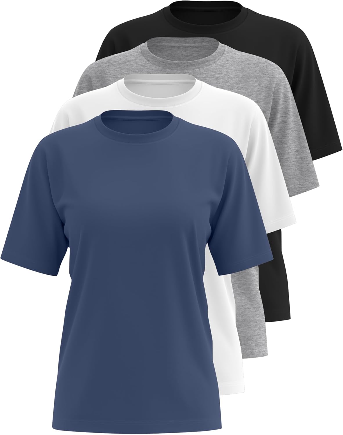 4 Pack Women's Half Sleeve T Shirts 1/2 Sleeve Basic Crew Neck Tops Elbow Length Casual Loose Fit Summer Tees - Image 3