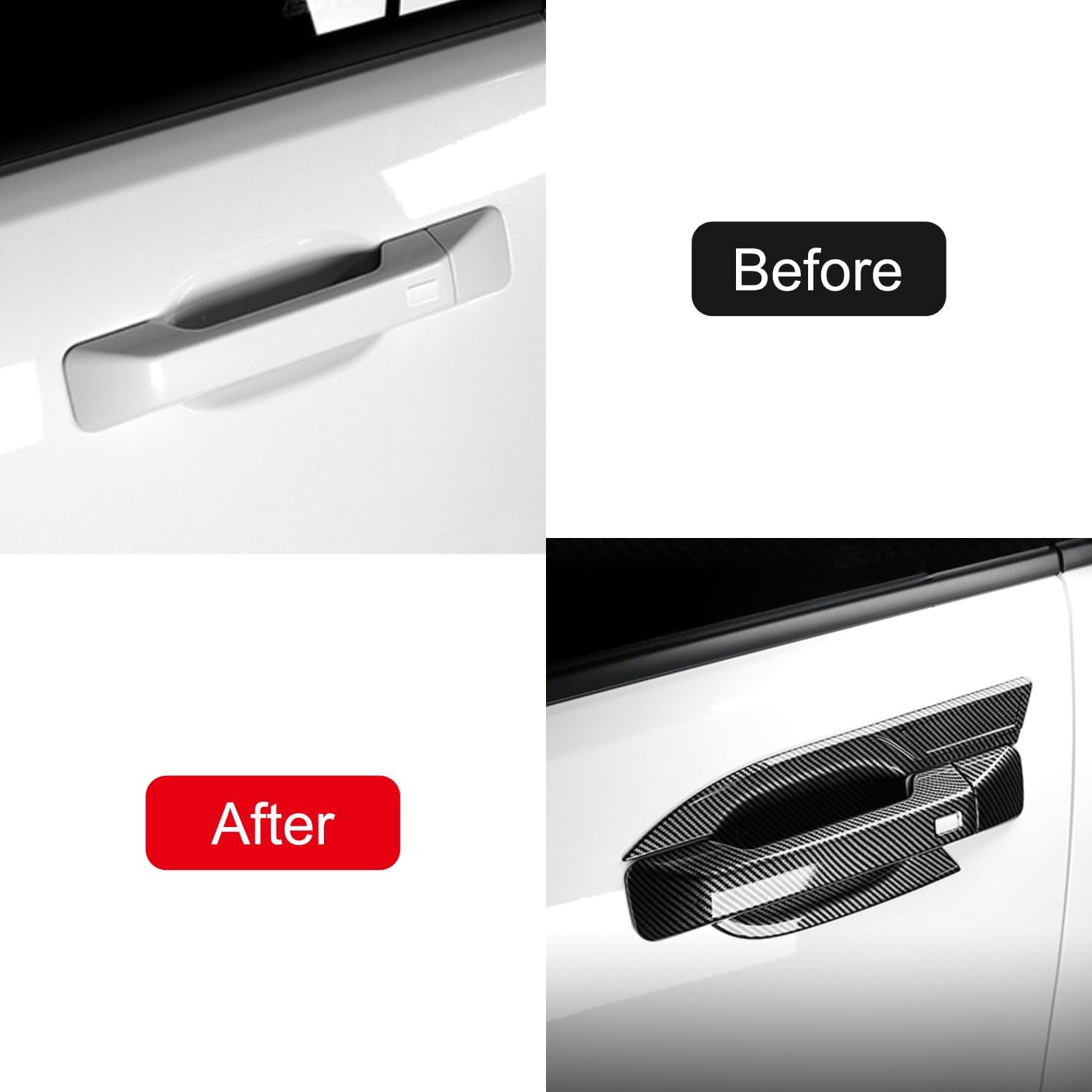 for Hyundai Santa Fe 2023-2025 Carbon Fiber Black Side Door Handle Bowl Cover Trim Sets 9pcs Car Accessories