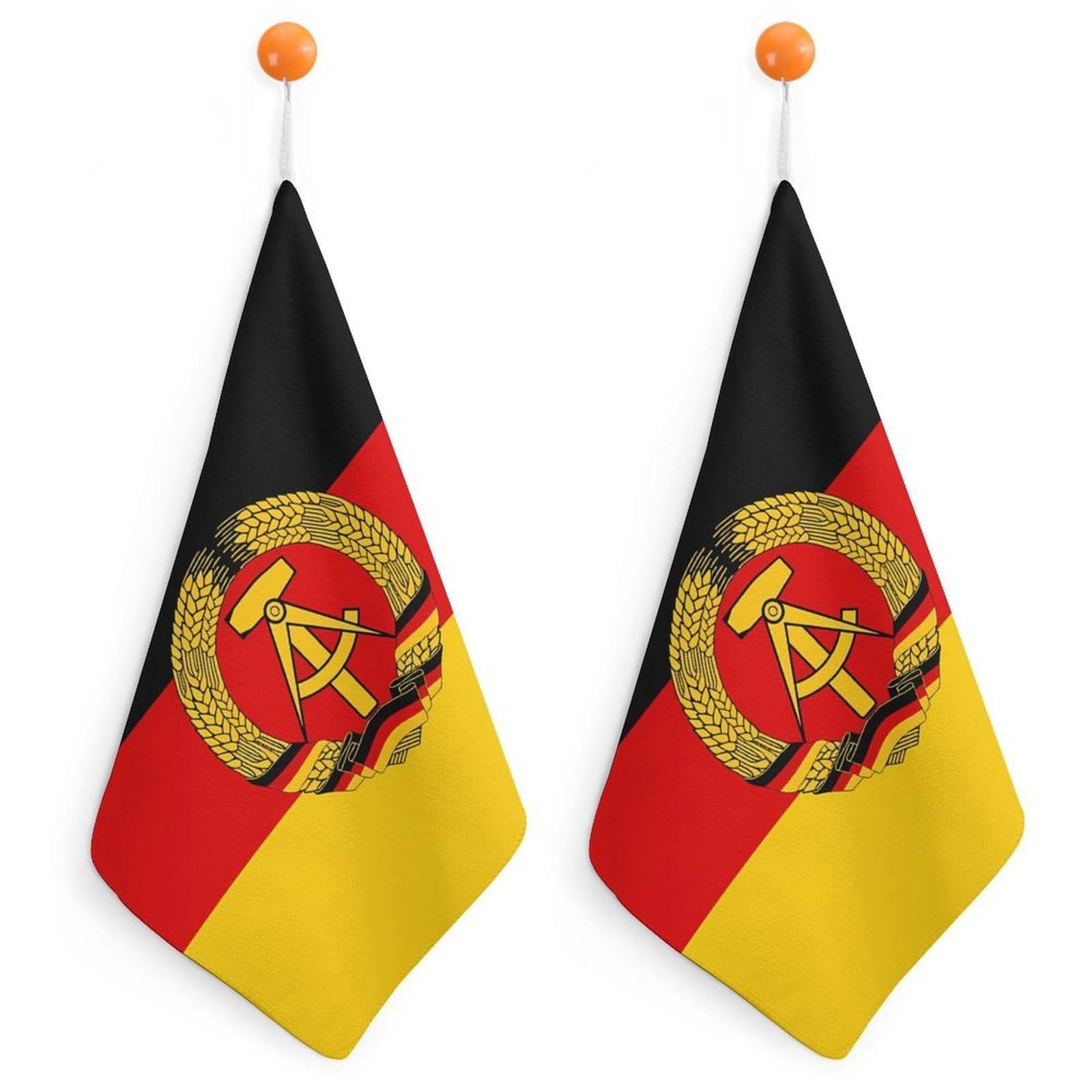 TXFBTRFSA East Germany German Democratic Republic Flag Hand Towels with Hanging Loop Kitchen Towel Handkerchiefs Cleaning Cloths