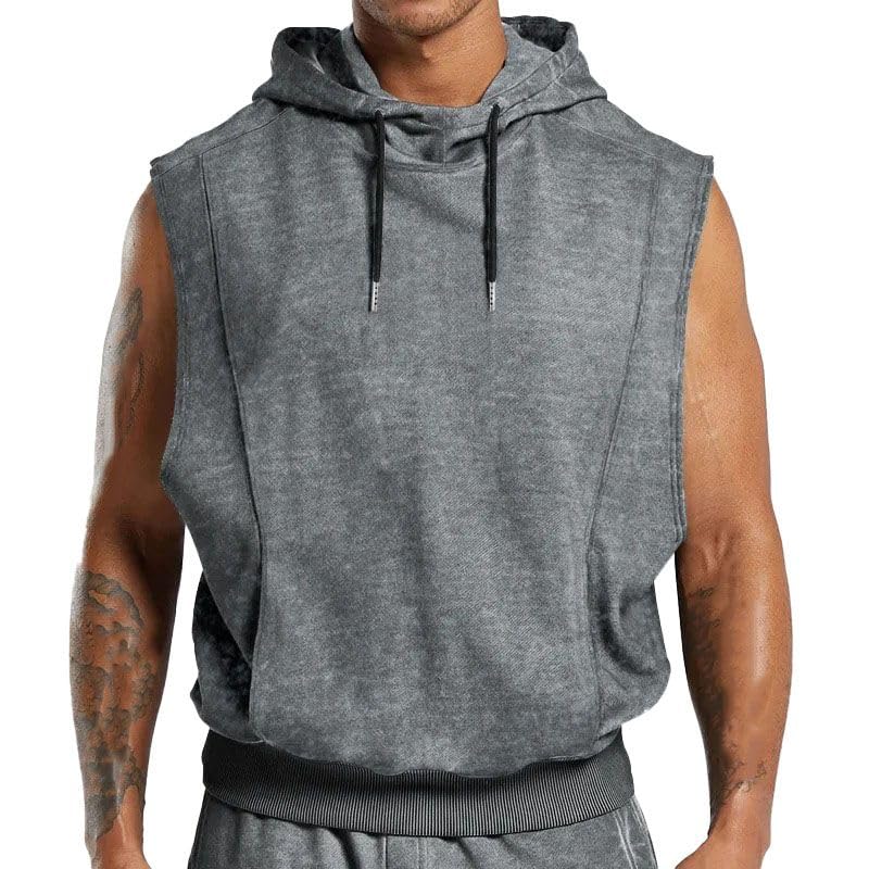 Camiseta ligera con capucha para hombre, solución casual sin mangas contra el calor