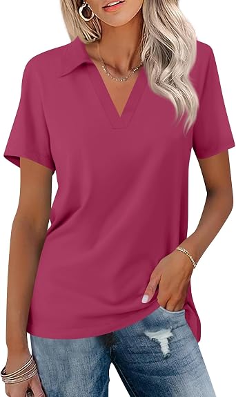 Women Polo Shirts for Work Collared Short Sleeve Golf Shirt Summer Moisture Wicking Tennis T Shirts Athletic Clothing