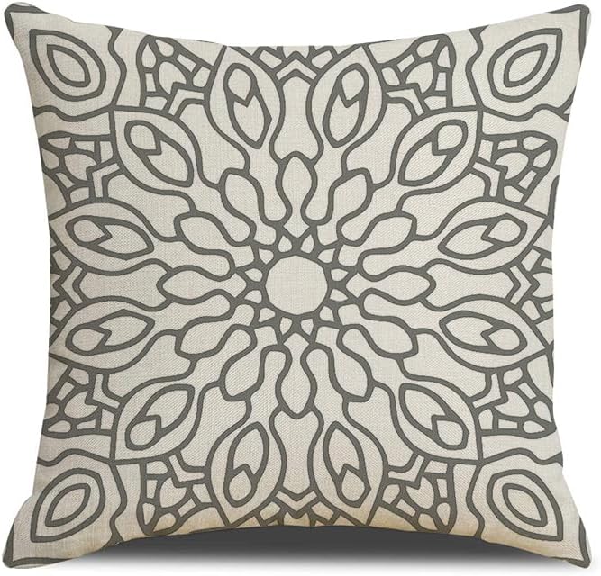 Miniatura 5 de YUNNKEEY Paquete de 4 fundas de almohada de 18 x 18 pulgadas, fundas de cojín de tela de lino para sofá, fundas de almohada decorativas para el