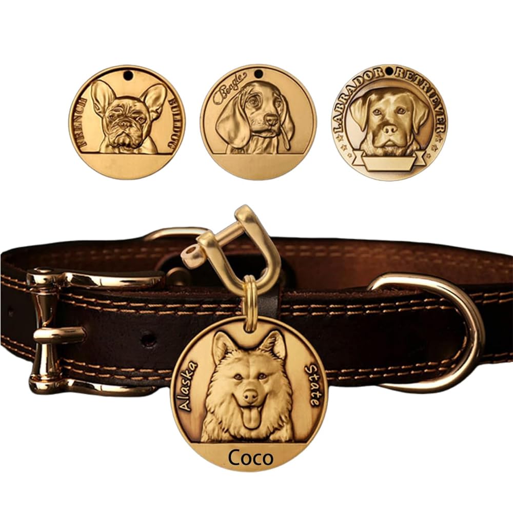 Collare Per Cani In Pelle Personalizzato - Con Targhetta Incisa, Taglia L - Foto 7