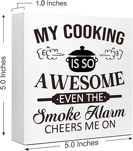 Miniatura 2 de LVQHI Letrero retro de sátira e ironía para divertidos letreros de madera de cocina, letrero de madera con texto en inglés My Cooking Is So Awesome