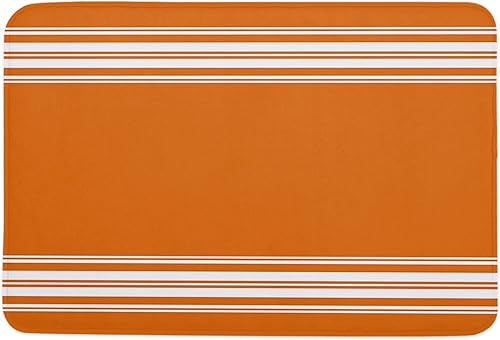 Miniatura 3 de Prironde Tapetes para puerta delantera, tapete de cocina para interiores y exteriores, tapete de entrada de rayas naranjas y blancas, tapete de baño