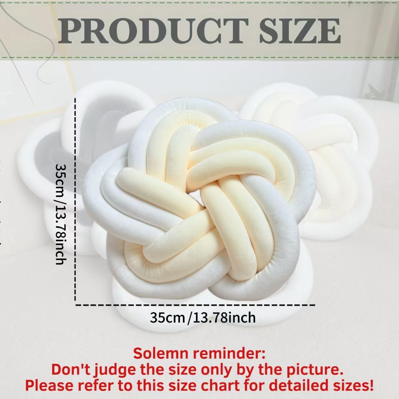 2Pcs Knot Pillow Ball，Soft Home Decorative Round Throw Pillow，Handmade Knotted Plush Pillow，Star-Shaped Round Boucle Pillow Cushion (White) - Image 2