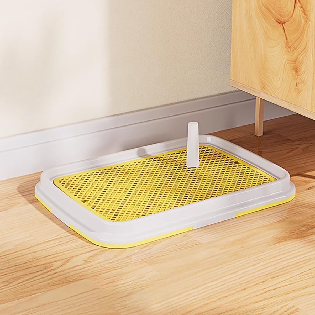 Mesh Grids Training Pad Holder, Puppy Pad Holder Tray, Splashproof Easy to Clean, Detachable Design, for Dogs and Cats(Yellow,Small)