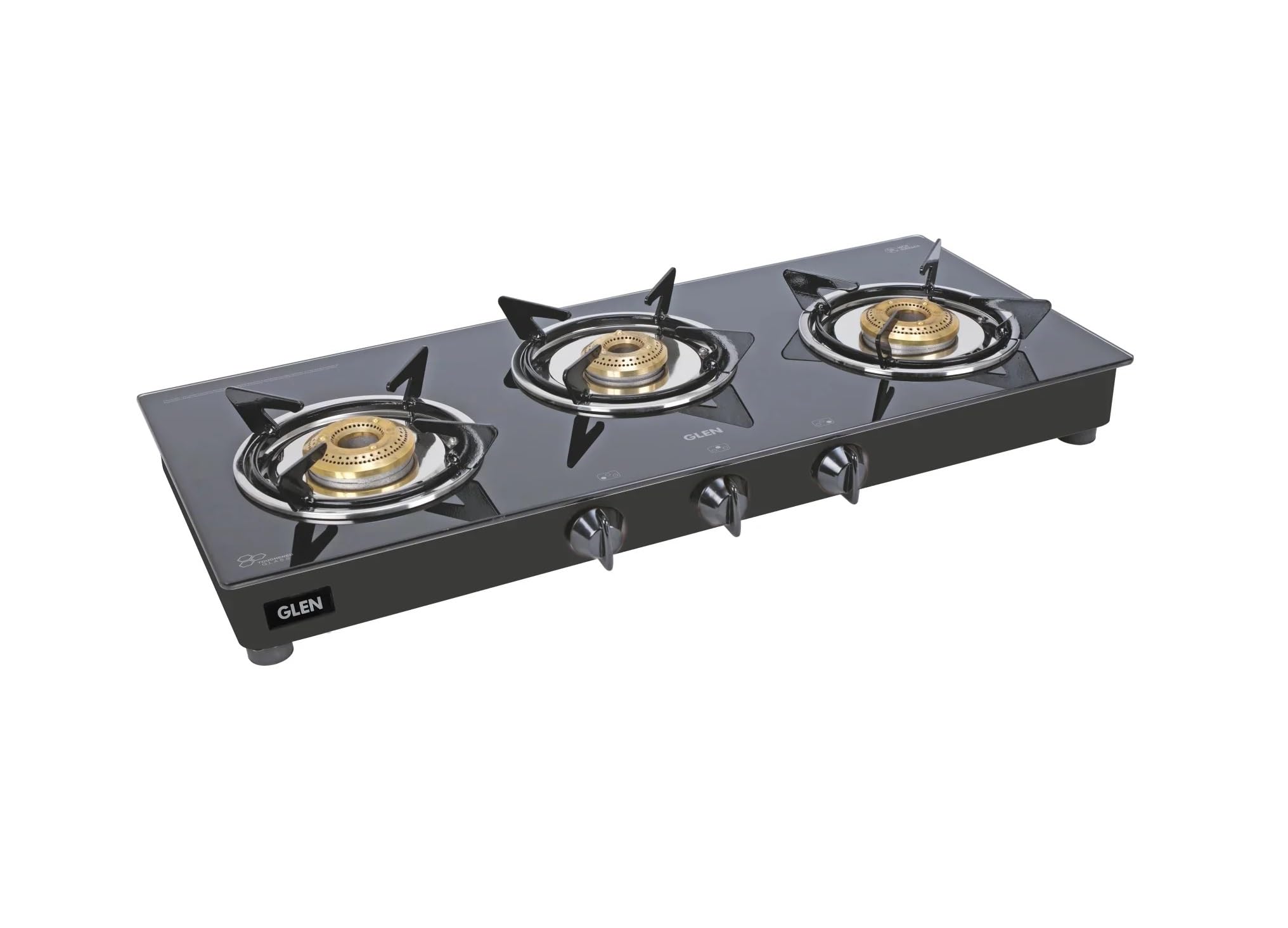Glen 3 Burner Toughened Glass Top | LPG Gas Stoves Junior | Fuel Efficient Brass Burners | Black | Manual Ignition | ISI Certified| Revolving Nozzle | 2 Year Warranty | 1030 GT JU BB-image-44