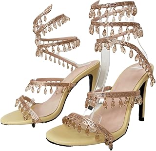 Frankie Hsu Ladies Girl Stiletto High Heeled Pumps Sandals, Rhinstone Silver Gold Crystal Gem Diamond Ankle Wrap Designer Wedding Bridal Style, Big Large Size US4-12 Shoes For Women