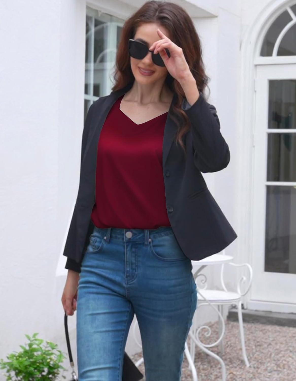 Women's Silk Satin Tank Tops V Neck Camisole Casual Cami Sleeveless Shirt Blouses Silky Basic Tanks - Image 5