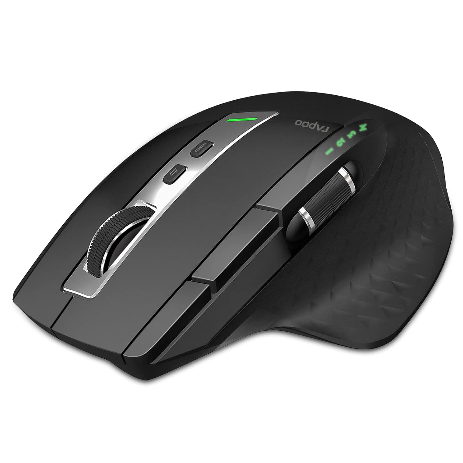 Rapoo MT750S Wireless Mouse with High-Precision Sensor, Easy-Switch Up to 4 Devices, Ergonomic Design, Rechargeable Bluetooth Mice with 4 Levels Adjustable DPI, Black (Black)