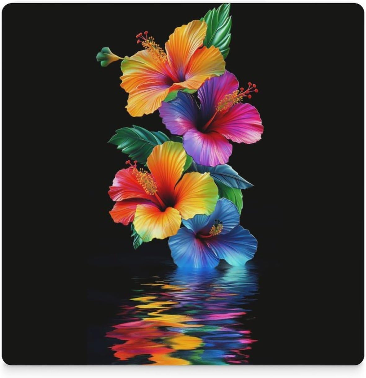 Colorful Hibiscus Flowers Funny Ceramic Coasters for Drink Absorbent Cup Holders Tabletop Protection
