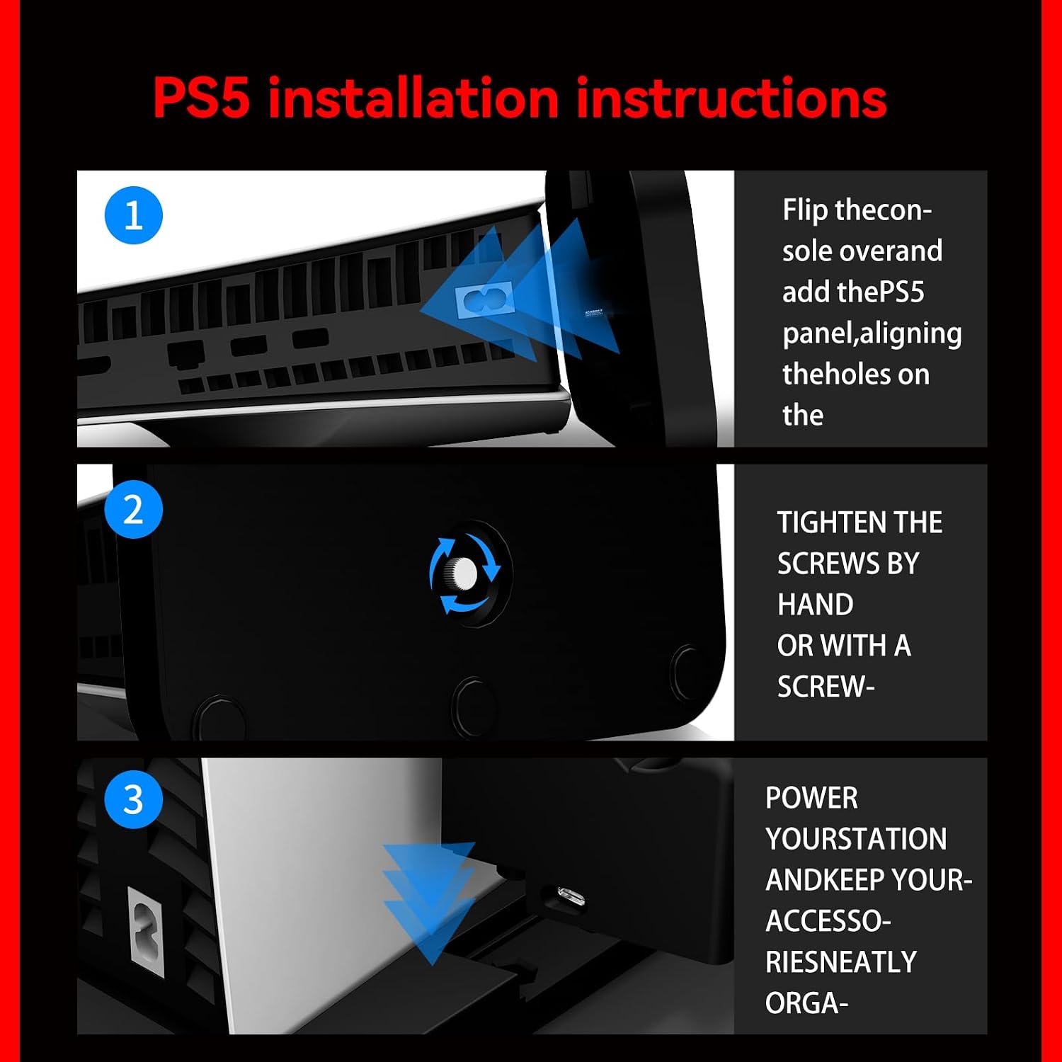 PS5 Stand with Controller Charging Station: 2.5 Hours Fast Charging Dock - Vertical Stand for PlayStation 5 Slim - PS5 Accessories with Headphone Holder & Dual Controller Charger 6 61VBfLSsk2L. SL1500