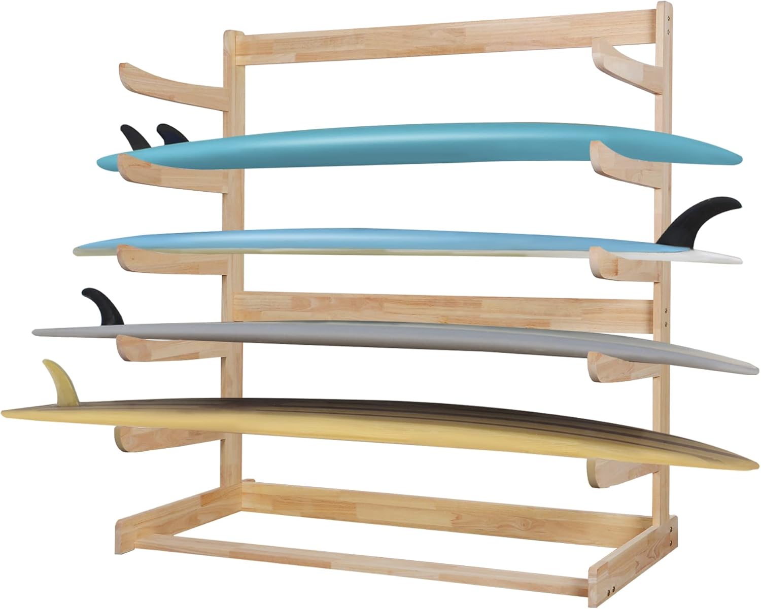 Neorexon 6Level Freestanding Wood Surfboard Rack, Solid Wood Horizontal Surfboard