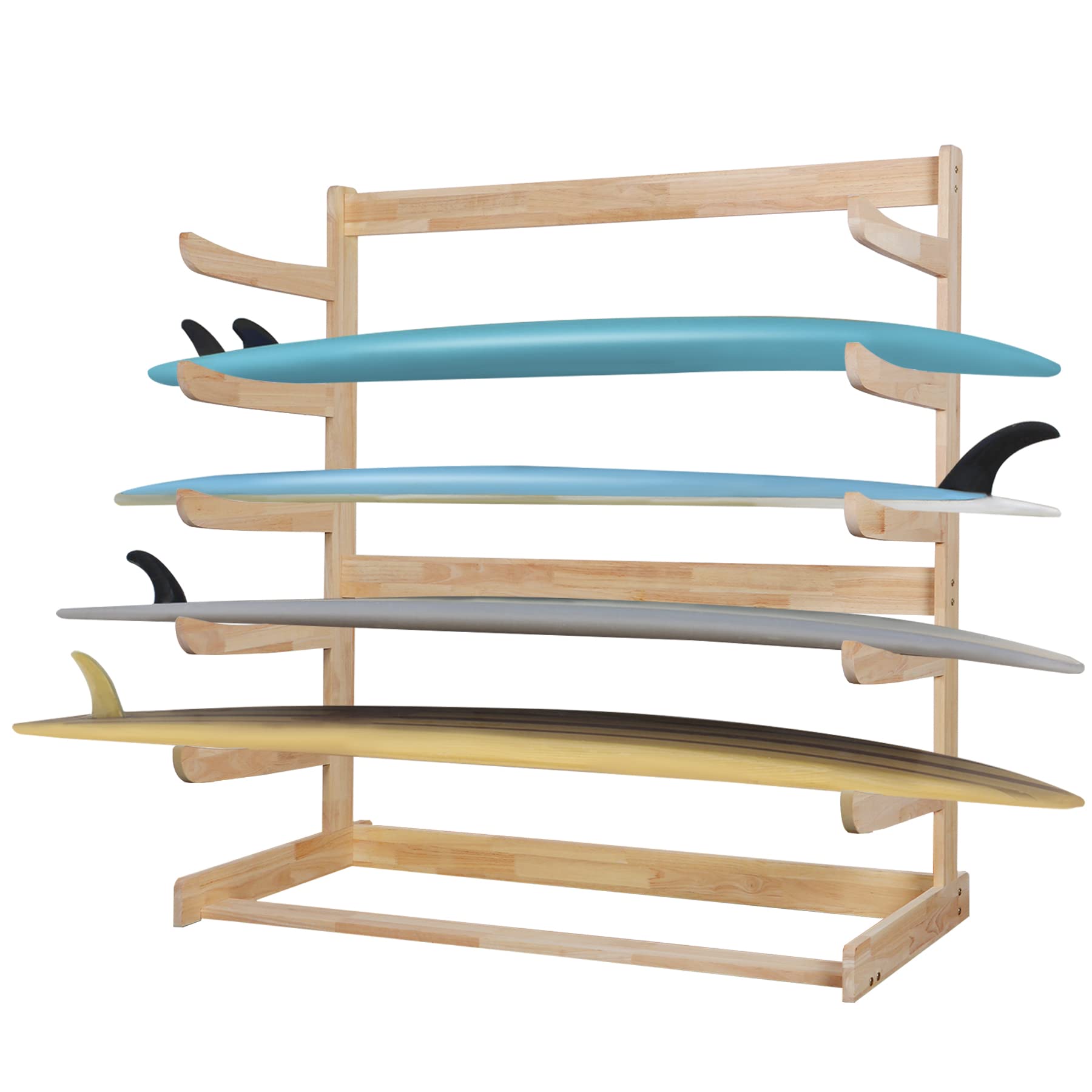 Neorexon 6Level Freestanding Wood Surfboard Rack, Solid Wood
