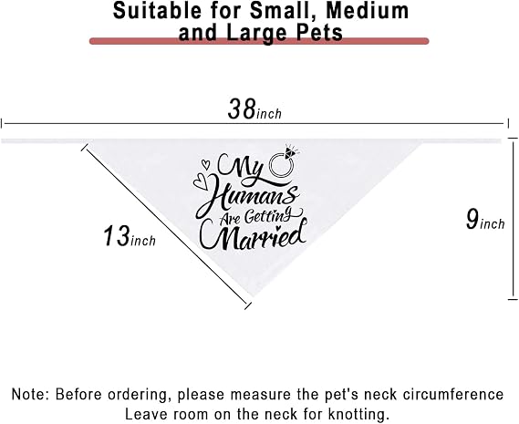 Engagement Gift, My Humans are Getting Married Dog Bandana, Wedding Photo Prop, Pet Scarf, Dog Engagement Announcement, Pet Accessories (Black)