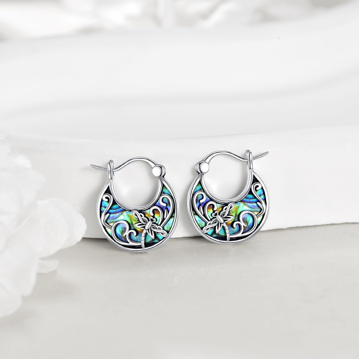 Tree of Life/Sunflower/Mountain/Daisy/Flower/Dragonfly/Butterfly/Earrings 925 Sterling Silver Hoop Earrings for Women