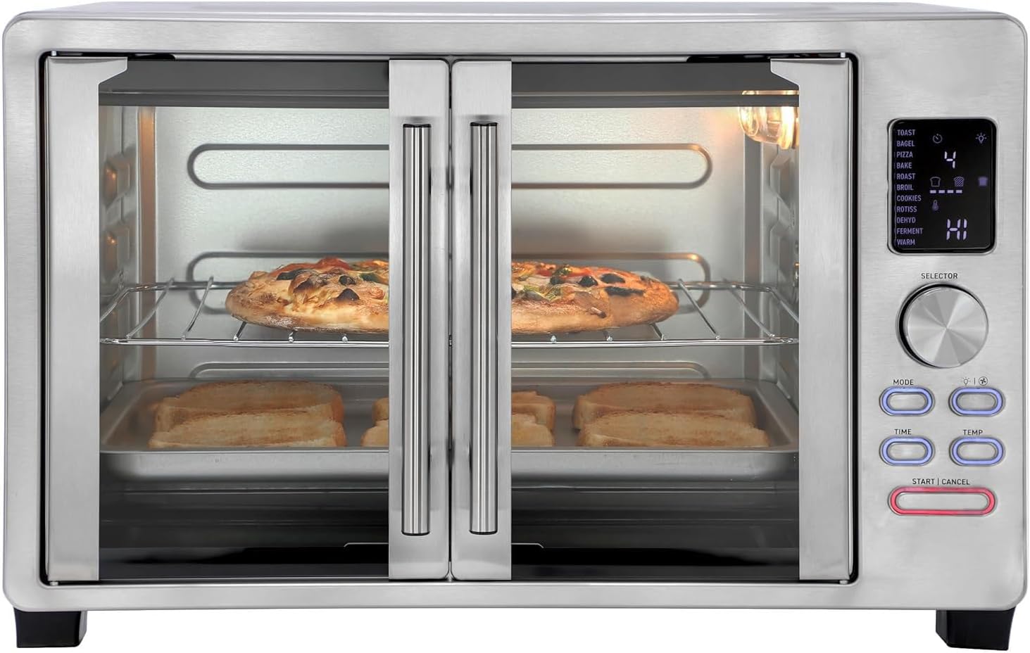 31.7 Quart Digital French Door Convection Toaster Oven with Rotisserie, Multi-Function Countertop Oven, Bake Broil Toast, Stainless Steel