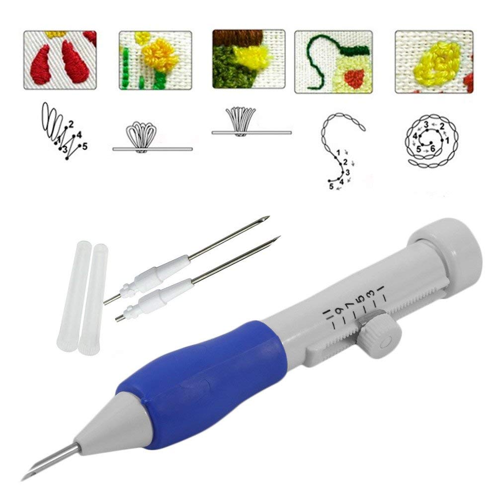 Adjustable Punch Needle Embroidery Set with 3 Interchangeable Needles & Threaders | DIY Yarn, Thread, Sewing & Textile Crafts Tool Kit, Needlework Crafts 4