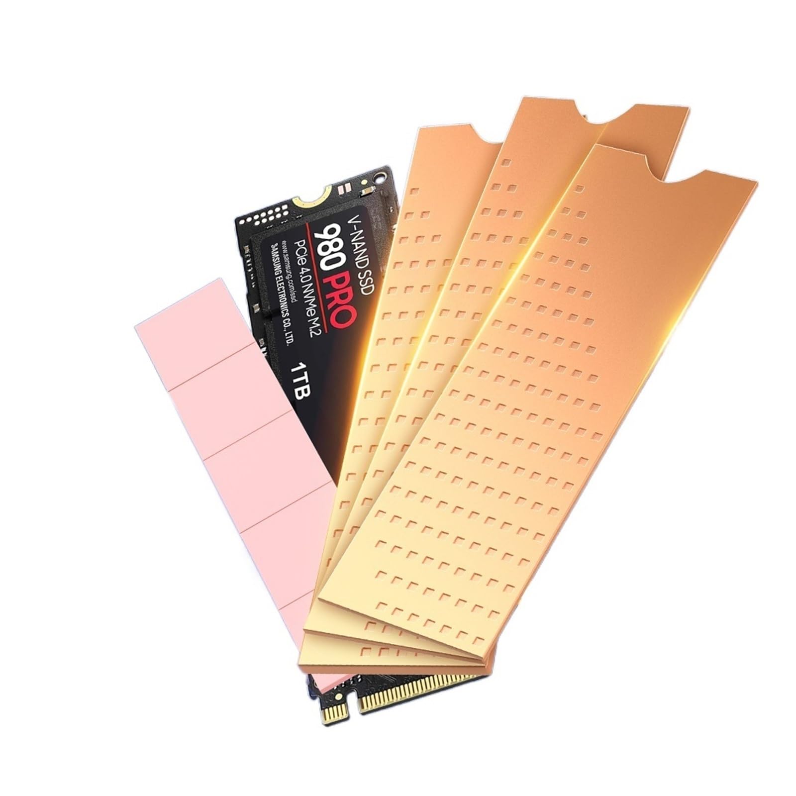 Radiator miedziany M.2, 3 szt. 2280 SSD Miedziana podkładka cieplna podkładka termiczna do laptopa stacjonarnego (kolor: aluminium BK)