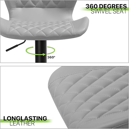 Miniatura 6 de Magshion Juego de 2 taburetes de bar ajustables, taburetes de bar giratorios con respaldo para salas de entretenimiento, cafeterías y sillas