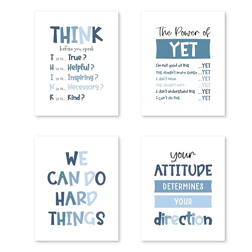 PUHEI Inspirational Boys Room Wall Art Prints Set of 4,