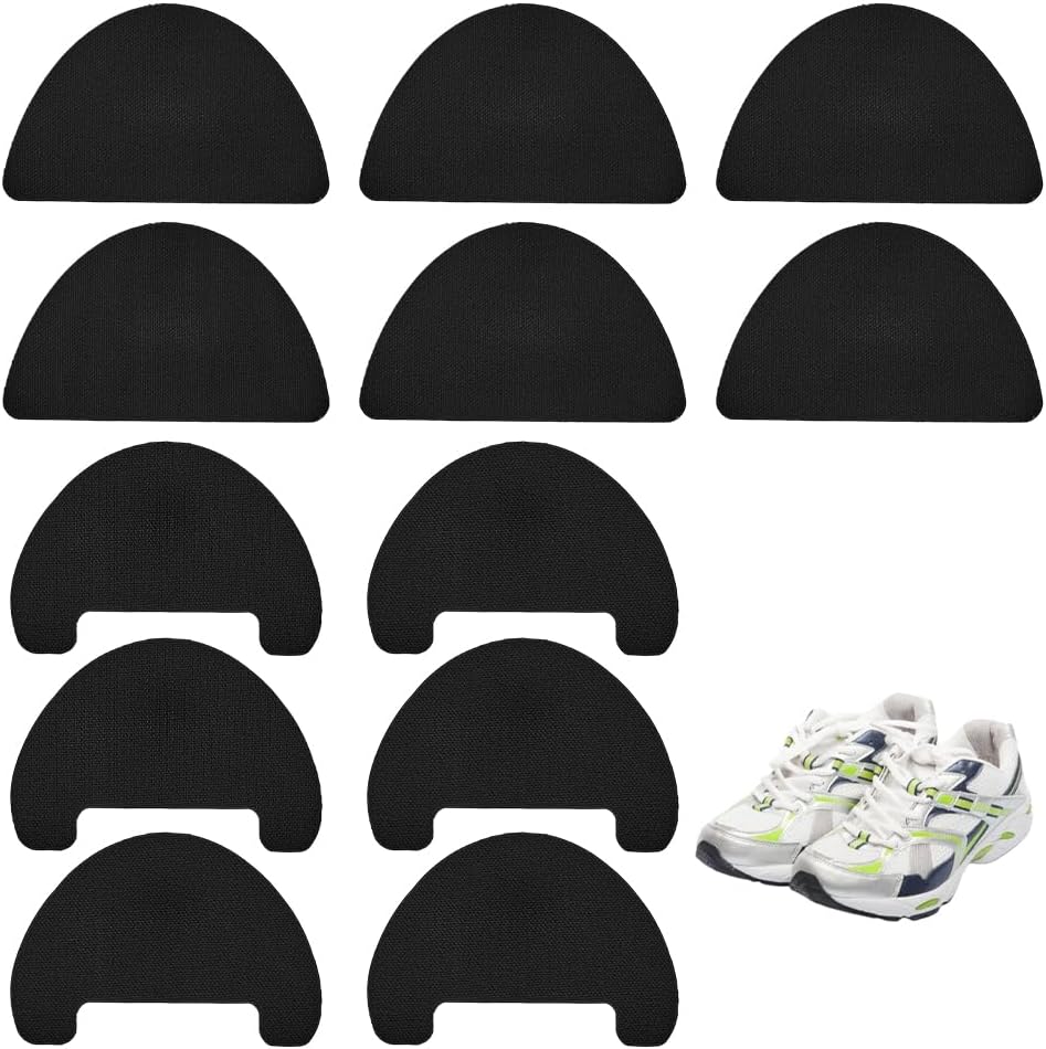 24Pcs 2 Styles Shoe Toe Protector Polyester Toe Guards Black Self Adhesive Shoe Toes Protectors Boot Inserts Patches Heel Repair Blowout Protection Inserts for Man Woman Sneakers Athlete