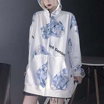 Aobiono Women Men Y2K Bunny Hoodie Zip Up Jacket Anime Harajuku