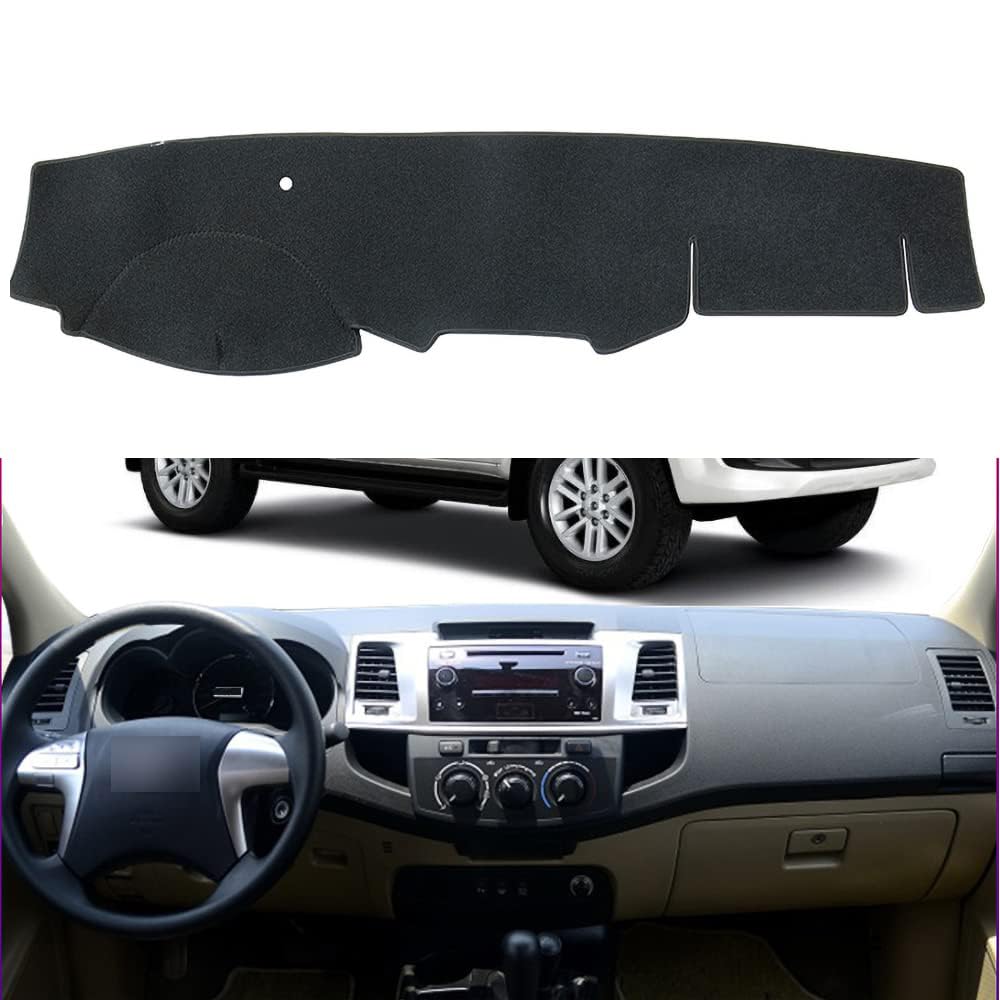 Black Flannel Car Dashboard Mat Cover Compatible with Left Hand Drive Toyota Fortuner 2005-2015 AN50 AN60 Hilux SW4 SR5