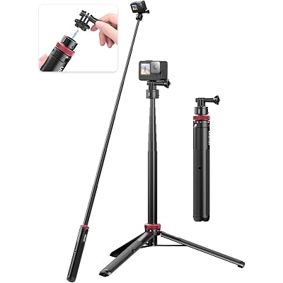 57in Extendable Selfie Tripod for Action Cameras - ULANZI Go Quick II Long Action Camera Stick Tripod Quick Release Adapter Vlog Handle Grip for DJI OsmoPocket 3, GoPro Hero, Insta360 X5 X4 X3 Series