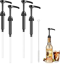 Coffee Syrup Pump, 4 Pcs Syrup Pump Fits 25.4 Oz/750ml Coffee Flavoring Syrup Bottles, Reusable Coffee Pump Dispenser for Home, Coffee Bar Beverage, Tea, Vanilla Syrup, Cocktails (Black)