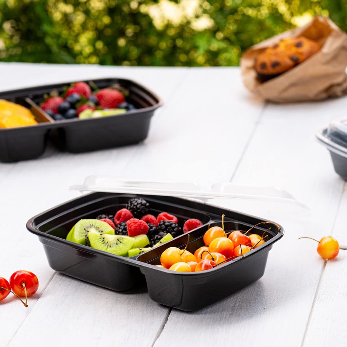 [50 Sets] 28 oz. Meal Prep Containers With Lids, 2 Compartment Lunch Containers, Bento Boxes, Food Storage Containers